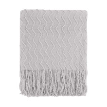 Grey Knitted Tassel Nap Blanket 127*180Cm - Lightweight Decorative Throw | Soft Cover for Couch, Chair, Adults, Spring & Summer Use