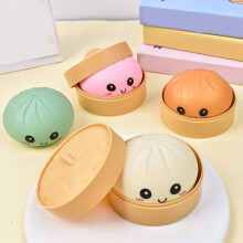4PCS Colorful Dumpling Stress Balls Fidget Sensory Toy,Squeeze Dough Stress Relief Hand Toy,Bun