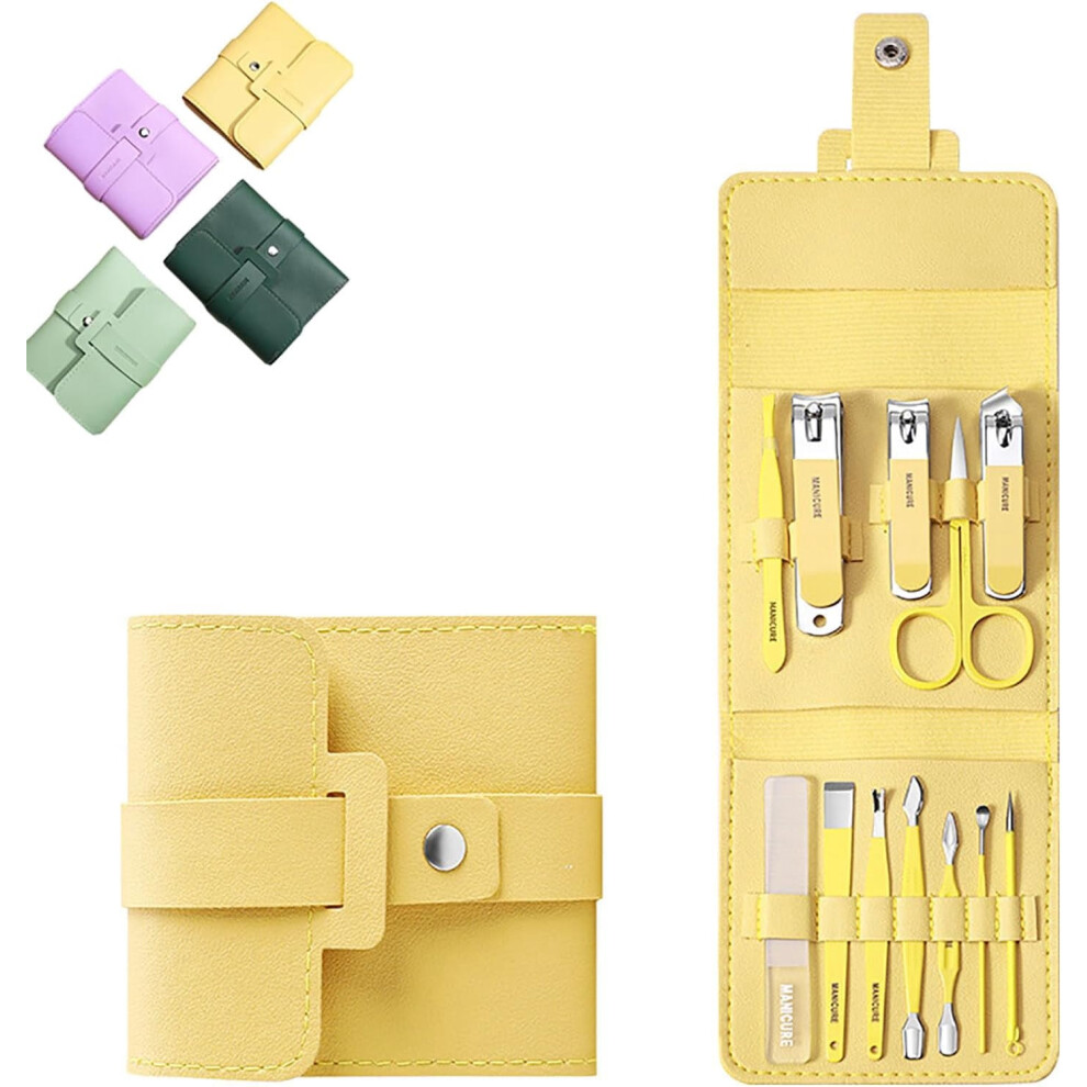 16PCS Portable Nail Clipper Set in Leather Case, Stainless Steel Manicure & Pedicure Kit for Men/Women, Travel Grooming Kit with Cuticle Trimmer,