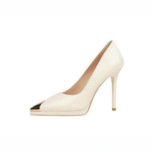 Women's Embossed Leather Pointed Toe High Heel Pumps 1