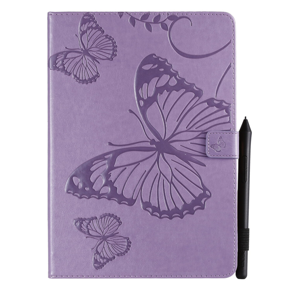 Ipad 10.2" (9Th/8Th/7Th Gen) Compatible Slim Folio Cover Â Pu Leather, Butterfly Embossed, Auto Wake/Sleep, Shockproof, Purple 9193271946281