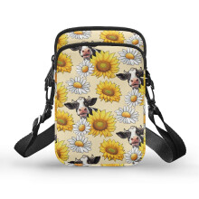 Kuh-Sonnenblumen-Gänseblümchen-Geschenk Verstellbare Riemen Umhängetasche Vintage für Outdoor-Aktivitäten