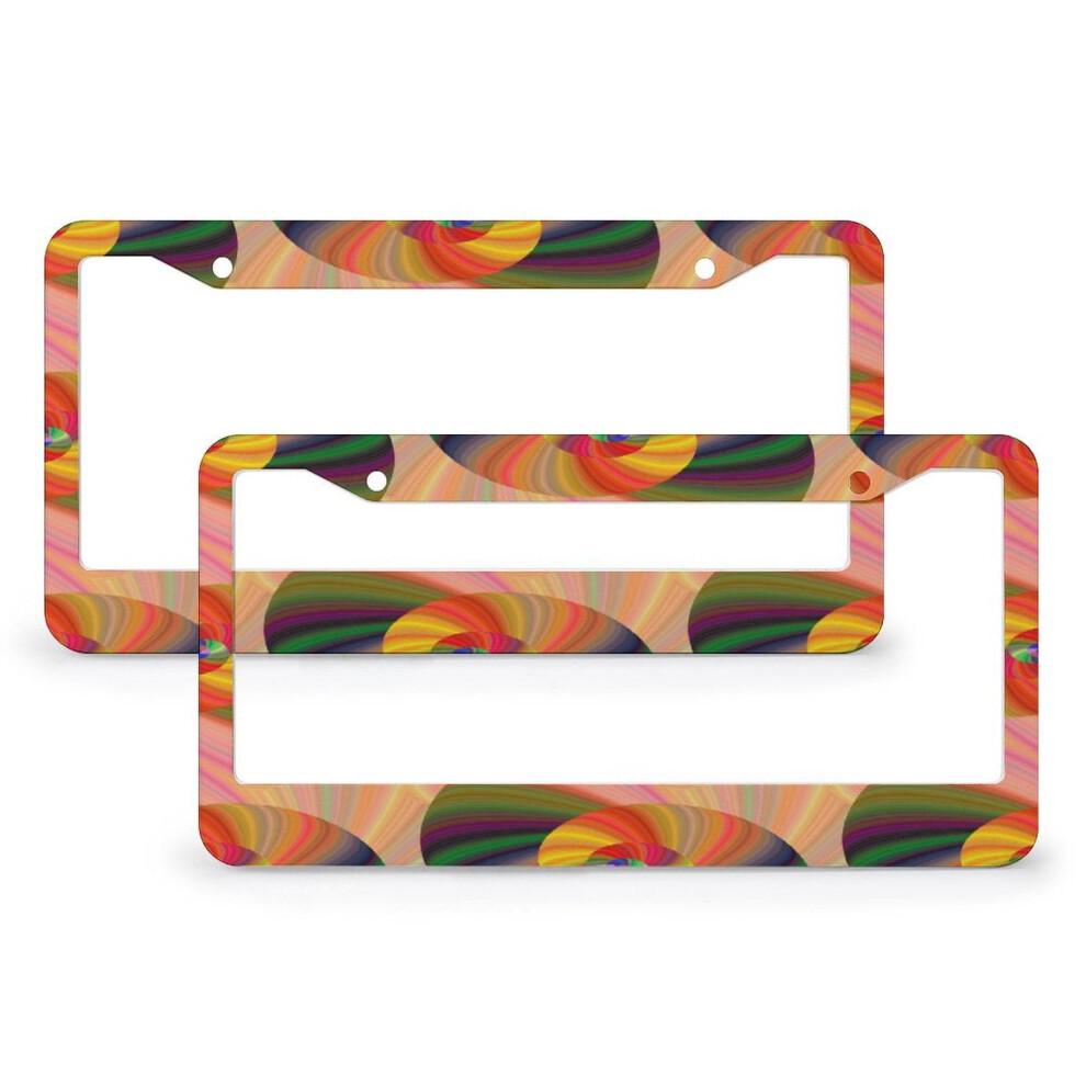 2 Pcs Colorful Abstract Fluid Art License Plate Frame, Boho Geometric Tribal Vintage, Stainless Aluminum, Compatible With All Cars 9558830163286