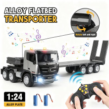 Remote Control Truck and Trailer, 9 Channel RC Semi Tow Truck with Sound and Lights for Ages 8-12