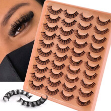 Curly False Eyelashes 20 Pairs Pack - Thick Natural Grafting Effect, Premium Lashes for Daily Makeup & Special Occasions