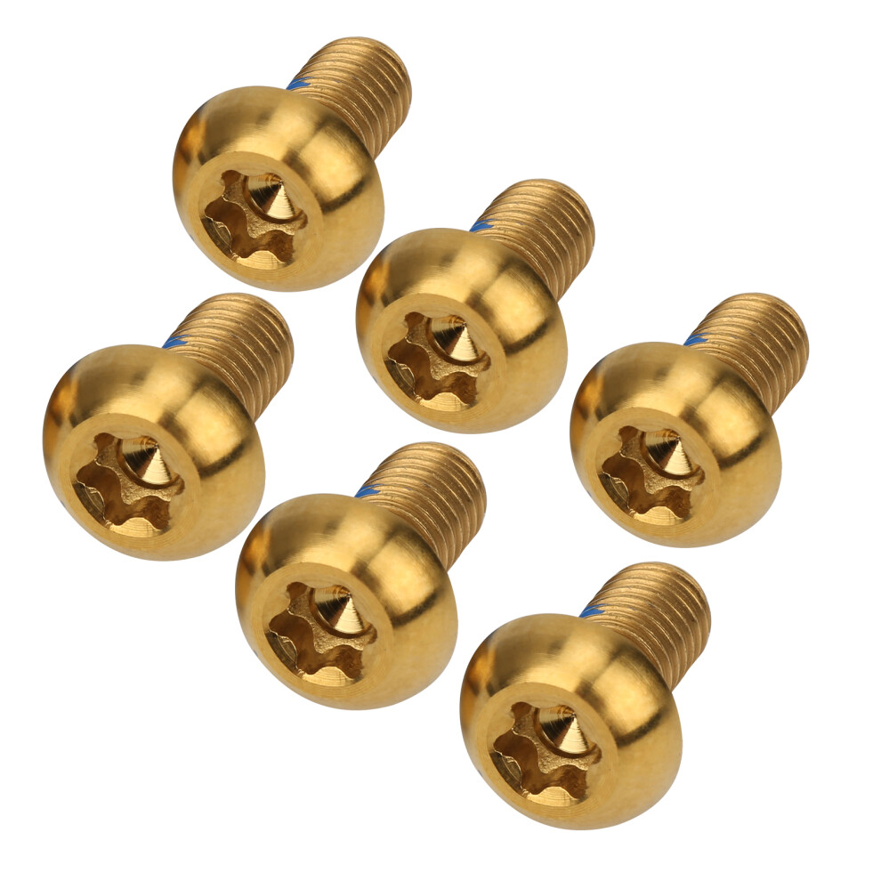 6Pcs M5x10mm Titanium Alloy Bike Disc Brake Bolts T25 Gold 7611391885546