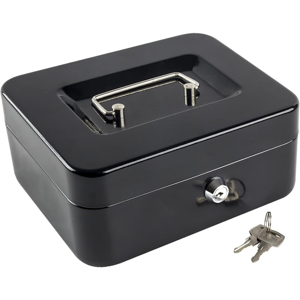 Cash Box With Money Tray And Key Lock, Black, 7.87" X 6.30" 971050819143
