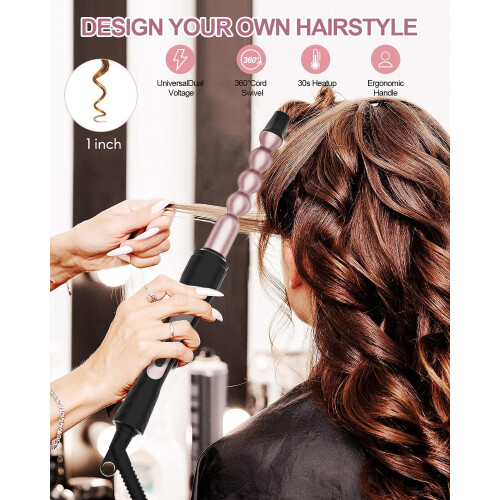 Σετ σίδερου Hair Waver 6 σε 1 με θερμική βούρτσα και ράβδο για μπούκλες με φούσκα, 2