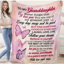 Granddaughter Blanket - Pink, Soft All-Season Bedspread for Bed/Couch/Travel, Grandma's Love Letter Design, Heartwarming Keepsake