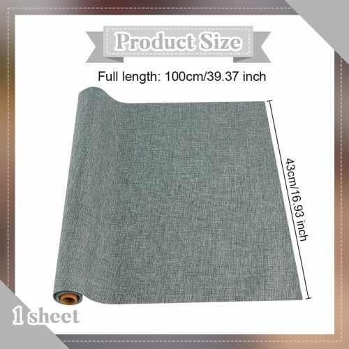 Tecido de poliéster cinza para encadernação, 39,4 x 16,9 polegadas (100 x 43 cm), com verso em papel, ideal para capas de livros, scrapbooking e 1