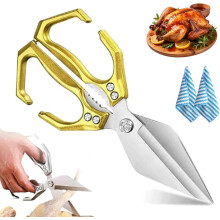 Konluka 2-in-1 Heavy-Duty Kitchen Scissors, compatible with sharp stainless poultry shears for bone, meat, veggies & nuts