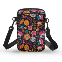 Damen-Schultertasche mit Blumenmuster und zwei Reißverschlüssen für Erwachsene, lässig und reisetauglich