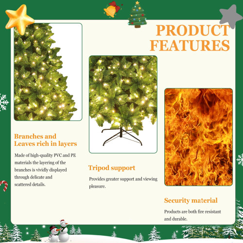 Pre-Lit Artificial Christmas Tree 4FT 200LED 332 Tips 16 1