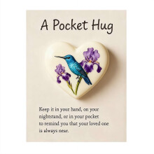 Heart-Shaped Hummingbird Hug Token Acrylic 1pc