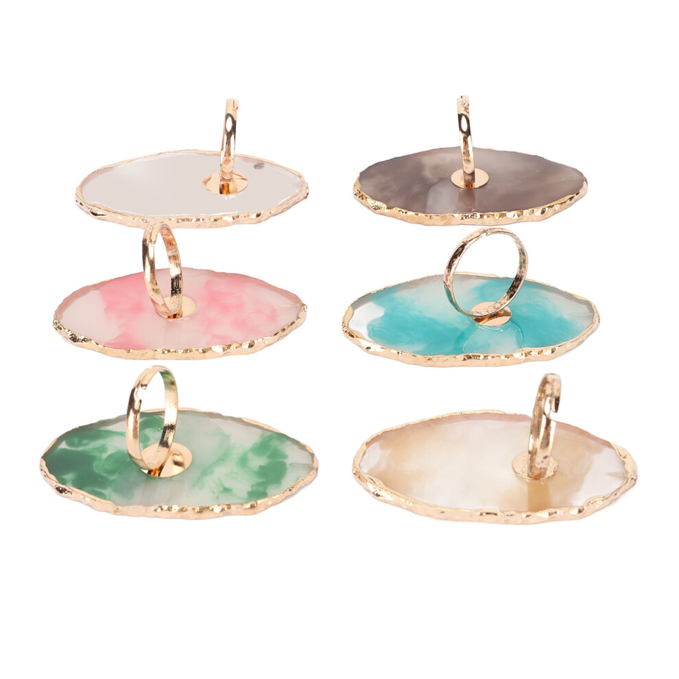 6pcs Soft Resin Nail Polish Mixing Rings with Palette Trays Nail Art Tools