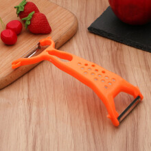 AuroraX Dual-Ended Peeler with Teeth & Shredder, Dishwasher Safe, Compatible with Sharp — for Potato, Carrot, Apple (Orange)