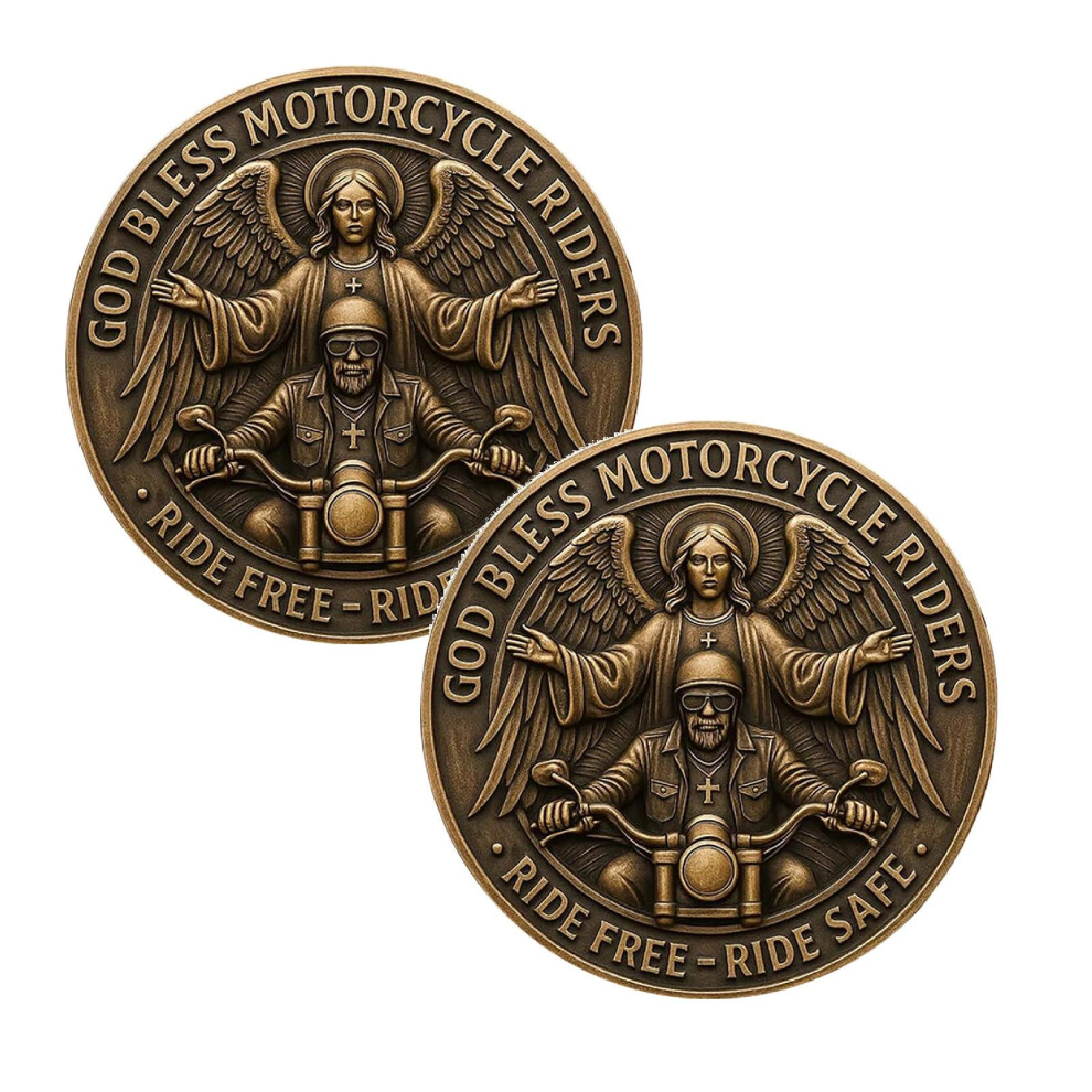 4/2/1Pcs Motorcycle Blessing Coin, Double-Sided Funny God Blessing Motorcycle Riders Challenge Coin, God Blessing Motorcycle Riders Challenge Coin 9341593597364