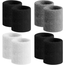 4-Pack Moisture-Wicking Cotton Terry Sweatbands for Men & Women – Compatible with Tennis, Basketball, Running, Gym