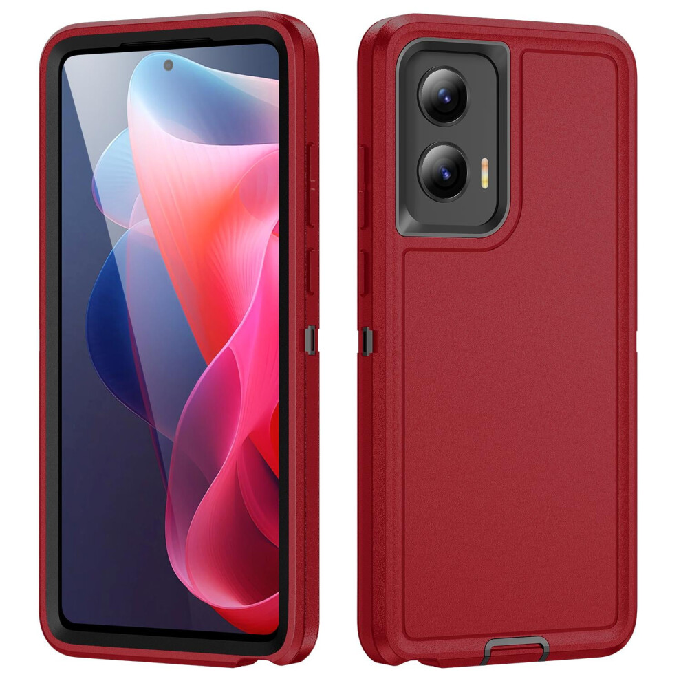 Rugged Triple-Layer Shockproof Case For Motorola Moto G 5G 2024, Military Grade, Non-Slip, Â Compatible With Moto G 5G 2024 Red 9193271947936
