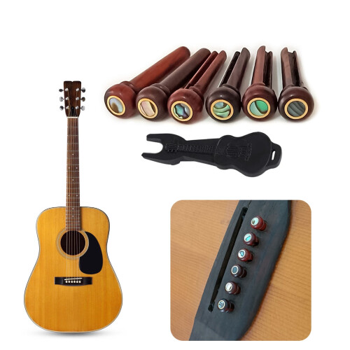 FEAMOS Cocobolo Trä Gitarr Stallstift Gitarr Fasta Strängspik Gitarrreservdel Gitarrsträngspik Trästruktur 1
