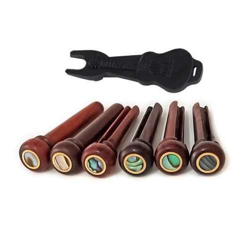 FEAMOS Cocobolo Trä Gitarr Stallstift Gitarr Fasta Strängspik Gitarrreservdel Gitarrsträngspik Trästruktur 2