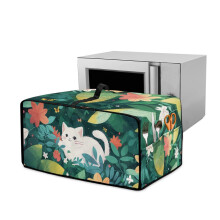 Toaster Oven Cover, Anti-Scratch Dust Protector for Countertop Appliances, Machine Washable, 18.5"x14.5"x9", White Cat Leaf Design