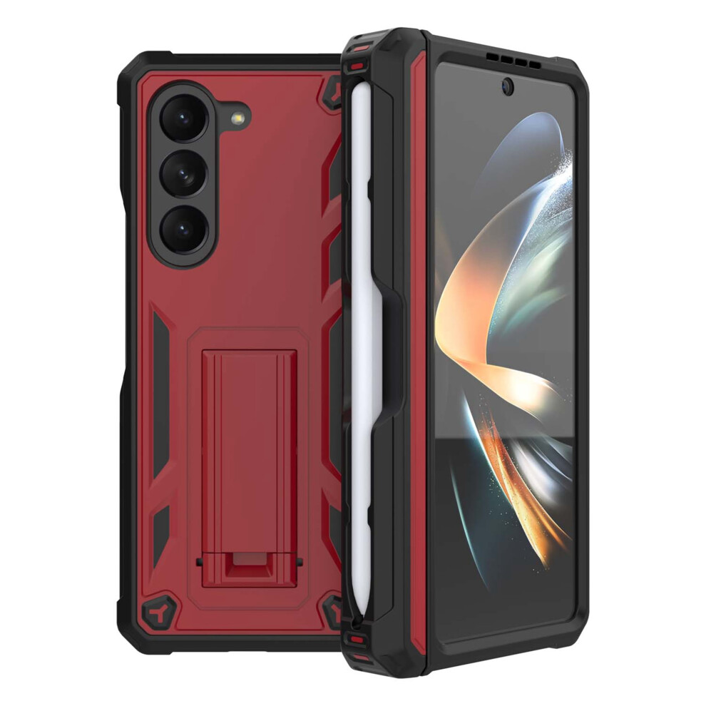 Compatible With Samsung Galaxy Z Fold 5 Case: Heavy-Duty Hybrid Rugged Cover With Belt Clip, Hinge Protection, S Pen Slot & Kickstand Â Red 9341593597388