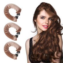 Heatless Hair Curler Rods, Jumbo Satin Flexi Rods for Overnight Curls – Soft, No-Heat Styling Tool for All Hair Types, 3pcs Khaki
