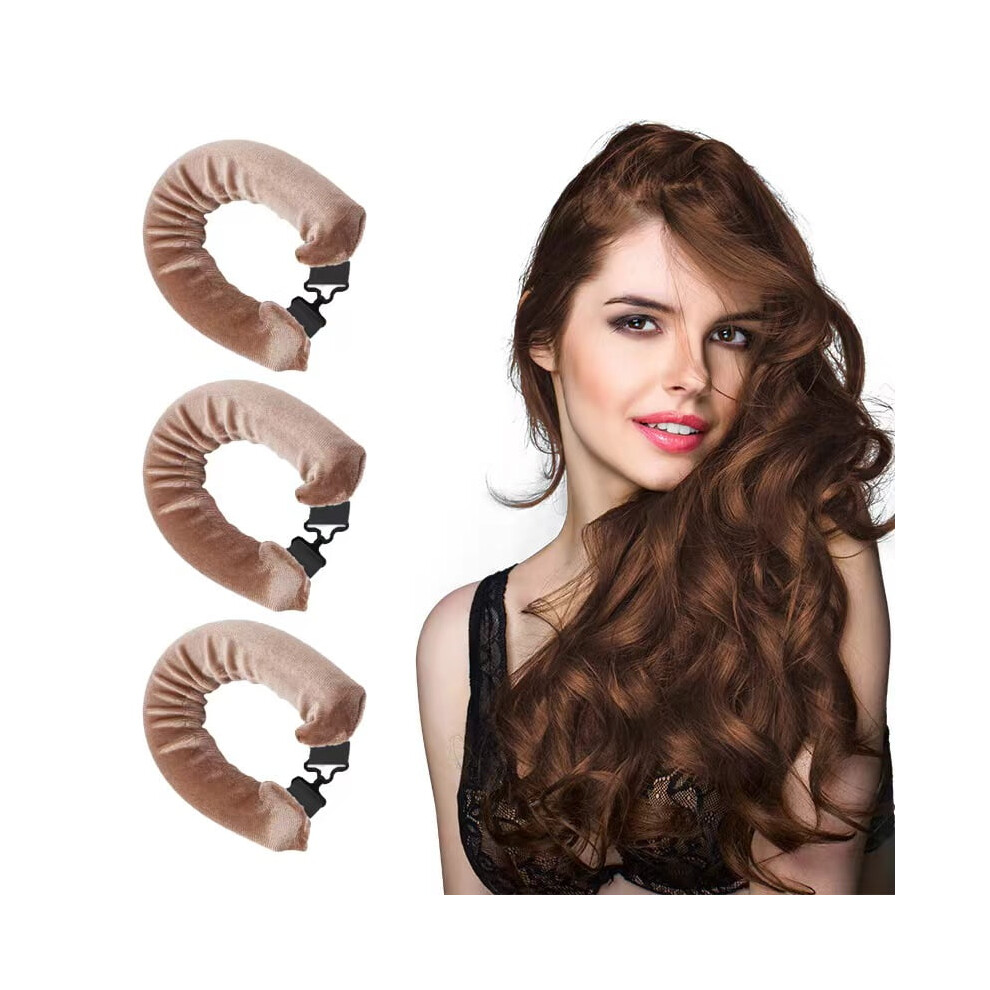 Heatless Hair Curler Rods, Jumbo Satin Flexi Rods for Overnight Curls â Soft, No-Heat Styling Tool for All Hair Types, 3pcs Khaki