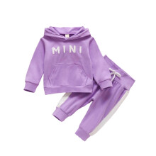 Girls Cotton 2-Piece Outfit Set Hoodie & Joggers Soft Letter Print Play Clothes for Kids Kids Ages 2-13 Purple,Size 8 T