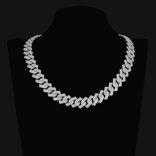 Cuban Link Necklace Gold Silver Plated with Diamonds 1
