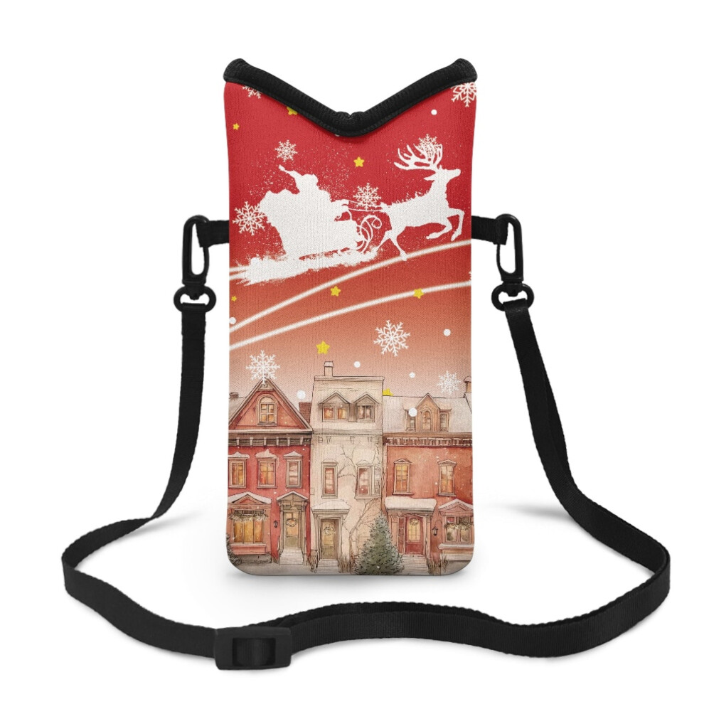 Santa Sleigh Crossbody Phone Pouch, 4X8", Neoprene Sleeve With Adjustable Strap & Top Opening Â Compatible With Iphone/Android 9193271950530