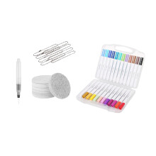 3D Puff Painting Kit,Magic Expanding Texture Art with 10 Foam Canvases, 24 Markers & Water Pen, DIY Popcorn Sponge Craft for Children (5.9x5.9x3.9in)