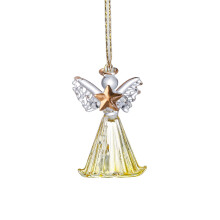 Crystal Angel Glass Ornament 2.3 Inch Golden Yellow
