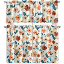Farmhouse Floral Yellow Kitchen Curtains 36 in 3-Piece Set