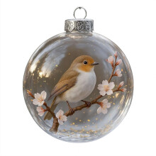 Hummingbird Christmas Ornament, Acrylic Cute Birds Christmas Glass Bauble Collection for Xmas Tree Memorial Gift, Family Holiday Decor