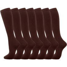 7 Pairs Compression Socks for Men and Women Best Support for Running and Cycling Knee High Athletic Socks