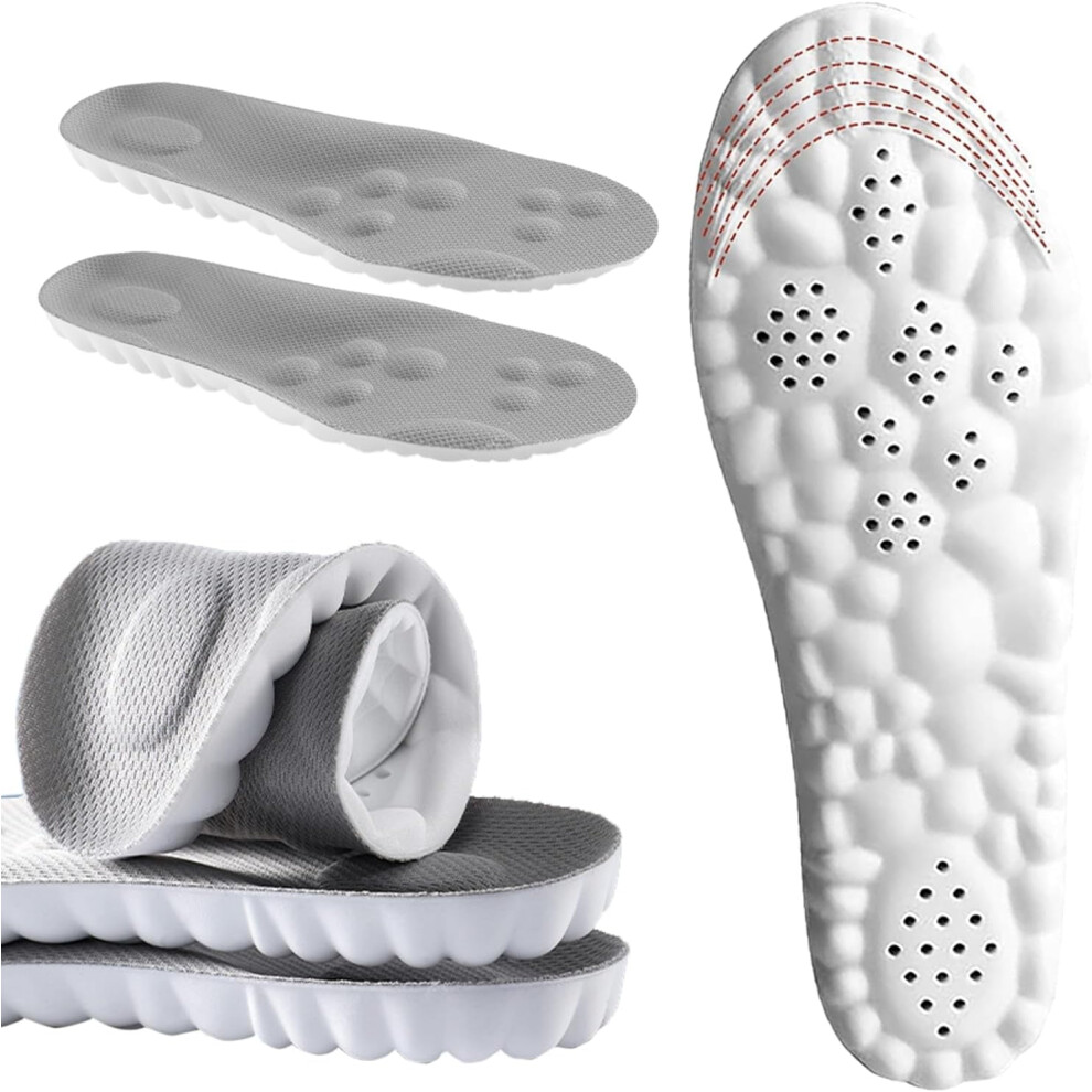 Black/Gray 4D Cloud Insoles For Men Women, Memory Foam Cloud Insoles, Super Soft Anti-Fatigue, Shock Absorption