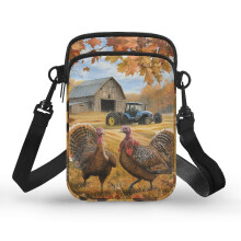 Damen-Umhängetasche, auslaufsicher, für Reisen und den täglichen Gebrauch, Polyester, 11 x 5 x 18 cm, Motiv: Truthähne auf einem Bauernhof mit