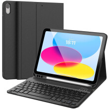 Detachable Bluetooth Keyboard Case for compatible with iPad 10th Gen 10.9" 2022, Rechargeable, Stand Folio w/ Pencil Holder (Black)