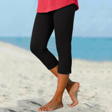 Women's Capri Leggings Black Knee-Length Zipper Crop