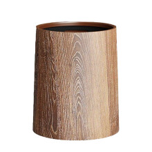 Wood Grain Bathroom Garbage Can with Swing Top Lid,Trash Can with Lid,Rotating Design, Detachable Inner Bin, Trash Can, Dustbin for Office