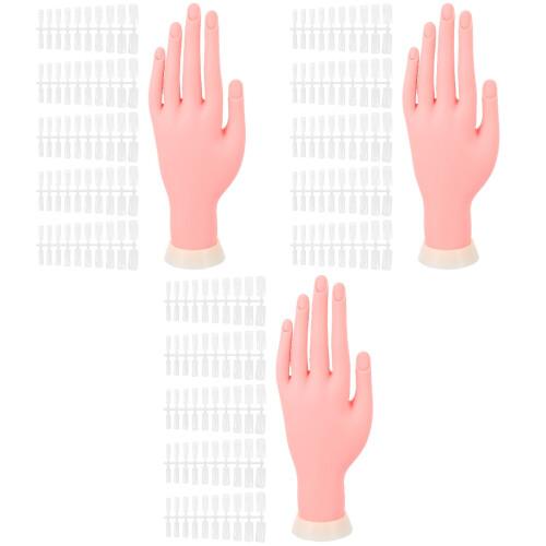 3Sets Herbruikbare Roze Manicure Oefenhand, Voor Design 2