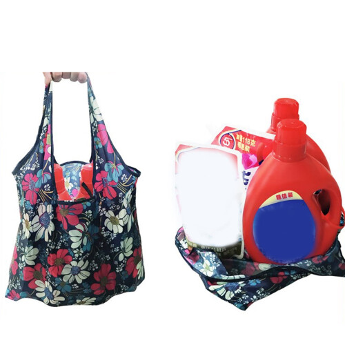 Sammenfoldelig polyester indkøbspose – Genanvendelig, let, 1