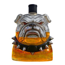 Glass Bulldog Wine Decanter – Collectible Liquor Dispenser for Bar, Shelf, Party; Compatible with Wine & Whiskey