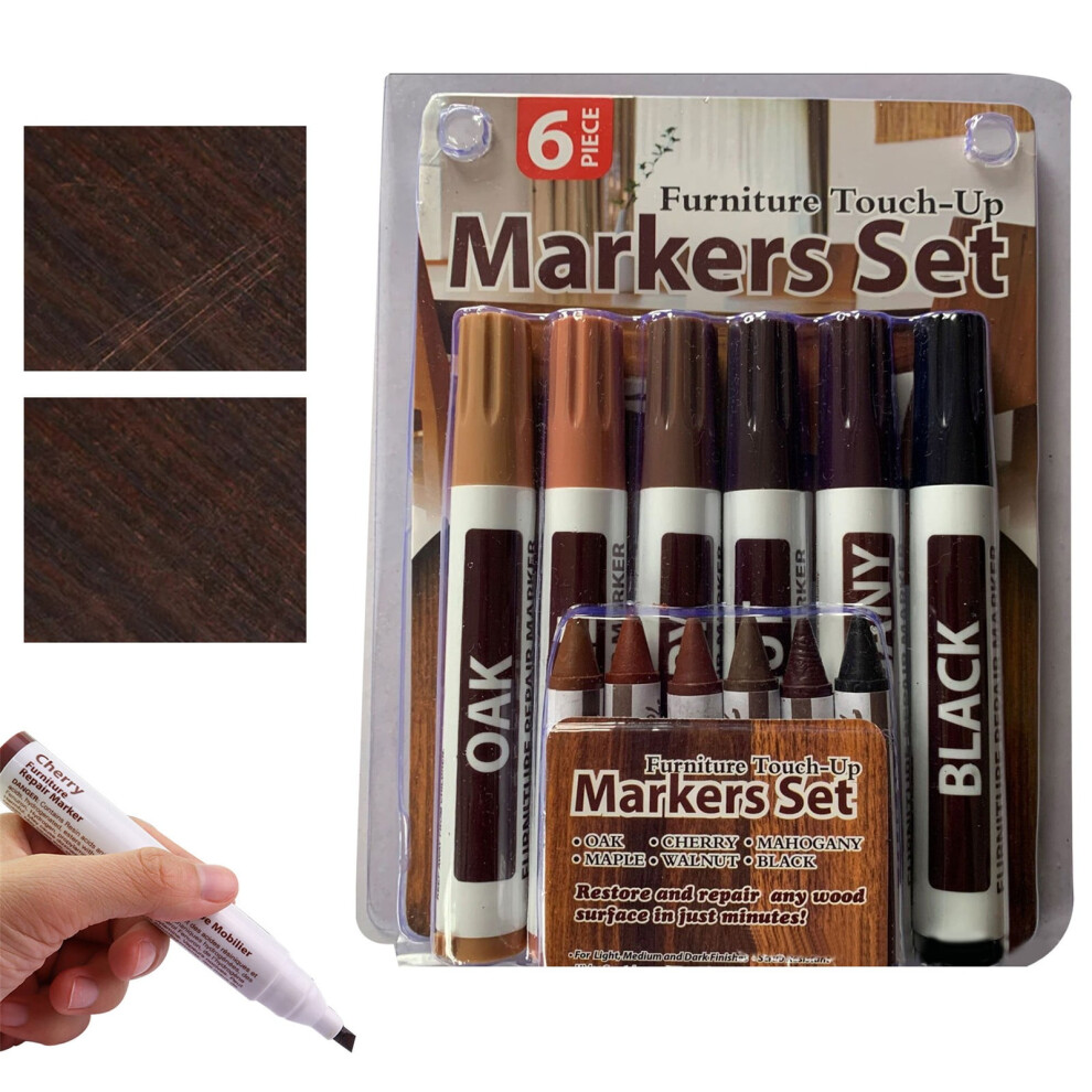 12Pcs Wood Paint Markers Kit For Touch-Ups On Floors, Tables, Desks & Furniture Â Compatible With Stains & Scratches 9193271947776