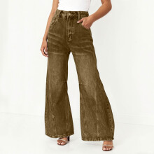 Damenjeans, High-Waist-Jeans für Damen, Weite Jeans mit lockerem Bein, Khakihosen, Damenbekleidung
