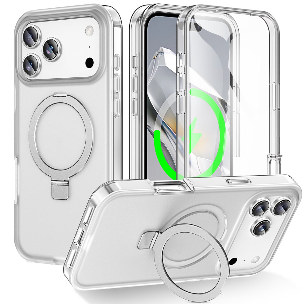 Compatible With Iphone 17 Pro Max Magnetic Case: Full-Body Protection, Built-In Screen Protector, Invisible Stand, Shockproof Tpu+Pc Matte Clear Case 9152228641259
