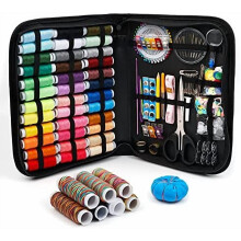 Large 226-Piece Sewing Kit with 43 XL Thread Spools, Leather Case, Scissors, Needles & Accessories – for Adults, Emergency & Home Use