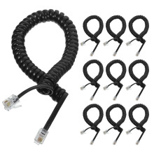 Black PVC Coiled Telephone Cord for Landline Phones, Replacement Phone Cable